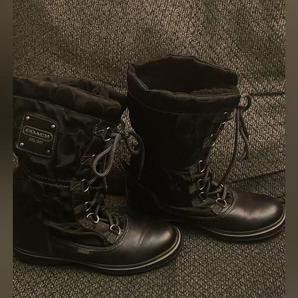Coach Shiane all weather winter boots 5.5 women’s black logo - Picture 4 of 9